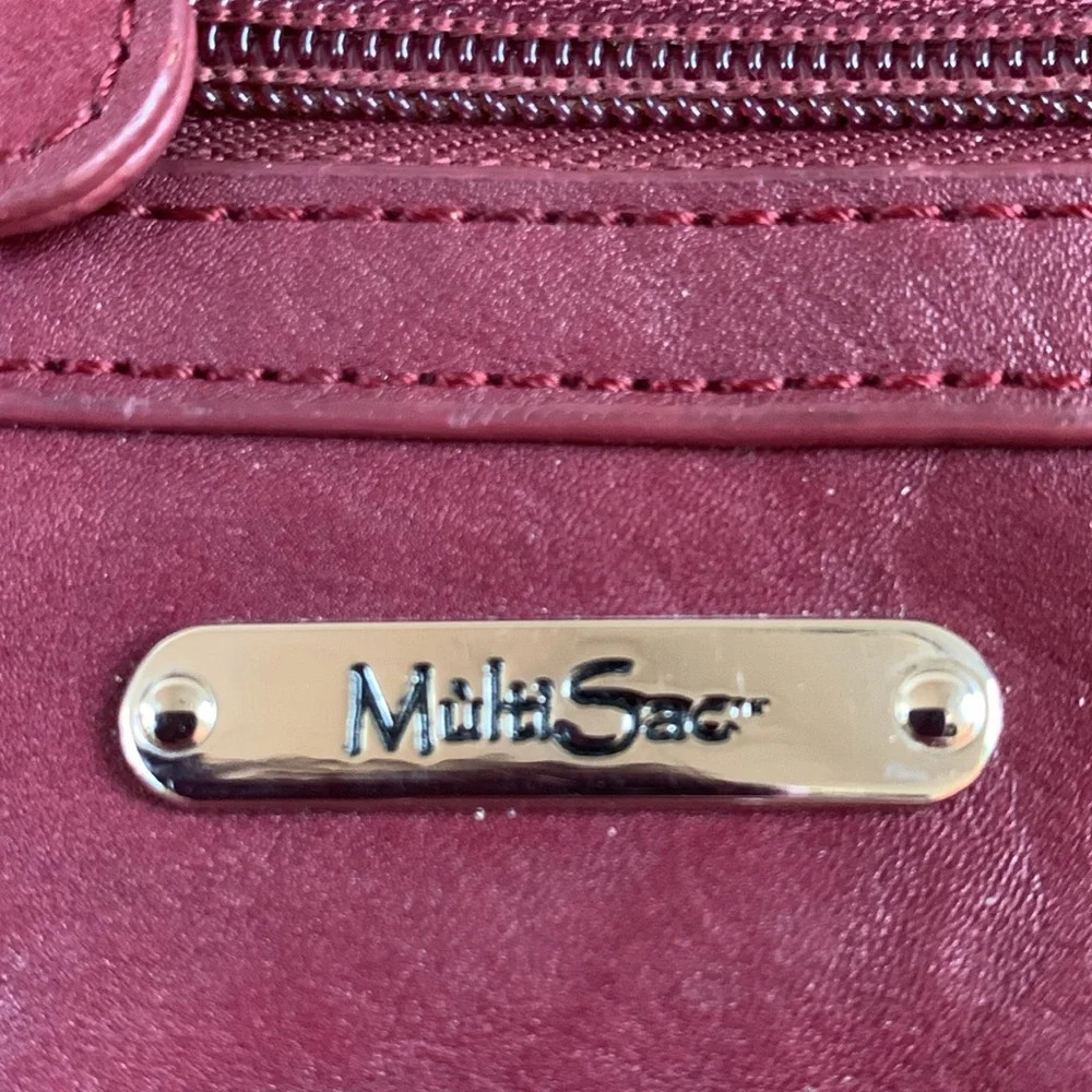 MultiSac Burgundy Crossbody Bag Washable Pebbled Faux Leather Multiple Pockets - Picture 4 of 11